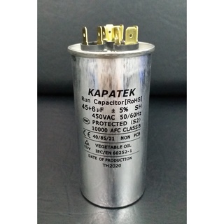 คาปาซิเตอร์ แคปรันแอร์ KAPATEK 45+6 uF 450 V 3 ขั้ว