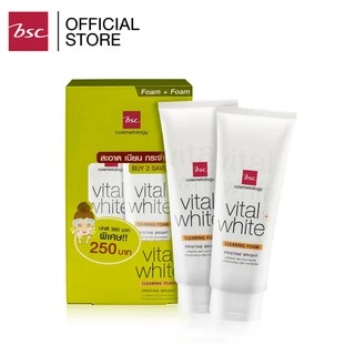 BSC VITAL WHITE DOUBLE CLEANSING FOAM แพคคู่ โฟมล้างหน้าฟองโฟมนุ่มละมุนดุจวิปครีม ช่วยทำความสะอาดสิ่งสกปรกบนใบหน้า