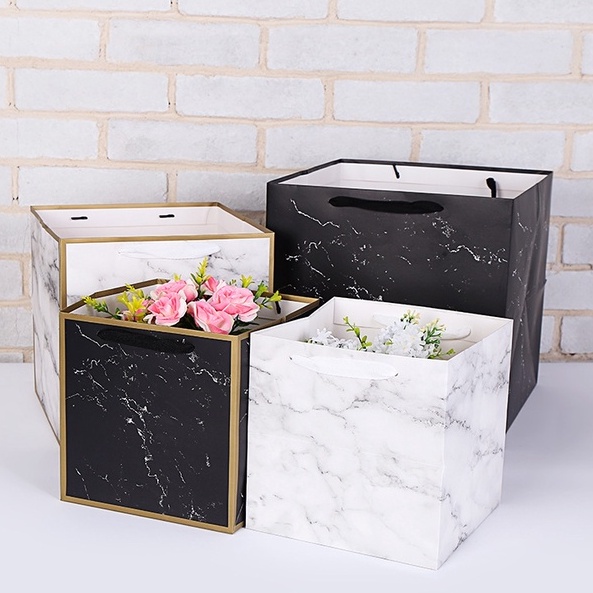 🍍🍍 PK 🍍🍍 (พร้อมส่ง) ถุงกระดาษใส่ของขวัญ ใส่ขนมเค้ก ก้นกว้าง ลายหินอ่อนสวยๆ