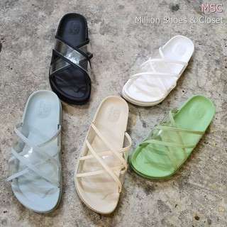 [รับCode12%⚡เพียงกดติดตามร้าน❤️] [ล้างสต็อค] X1 Clear sandal แตะสวม หน้าใส สายไขว้ พื้นสุดนิ่ม หนา1.2" LMD [PN]