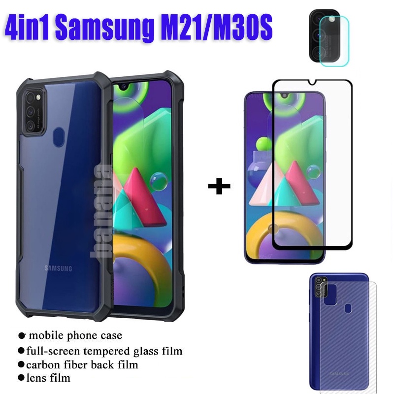 Samsung Galaxy M21/M03S A03S A12 A02S A21 A21S เคสโทรศัพท์กันกระแทก+ฟิล์มกระจกนิรภัย+ฟิล์มด้านหลังคา