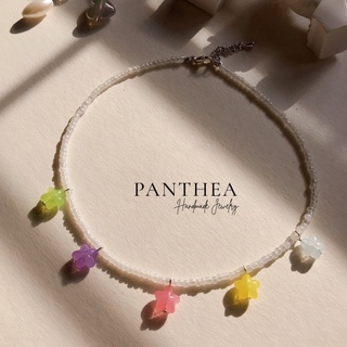 Pantheadesign สร้อยลูกปัดห้อยจี้ดาวสีพาสเทล มีโซ่ปรับระดับ