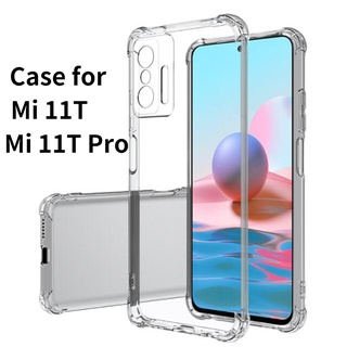 สำหรับ Xiaomi 11T Case mi 11T Pro ฝาครอบ TPU ใสโปร่งใสซิลิโคนนุ่มฝาหลังเคส 4 มุมกันกระแทกถุงลมนิรภัย