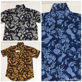 [3สี]เสื้อเชิ้ตแขนสั้นลายสัปปะรด เชิ้ตวินเทจ เชิ้ตฮาวาย