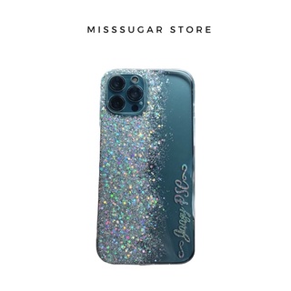 Half glitter case (เคสกากเพชรครึ่งเคสไล่ระดับสีเคลือบเรซิ่น + ชื่อ)