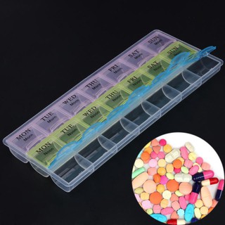 กล่องใส่ยา กล่องใส่ยาพกพา กล่องใส่ยา 7 วัน 21 ช่อง ตลับยา ตลับยาพกพา WEEKLY PILL ORGANIZER PILL BOX T0901