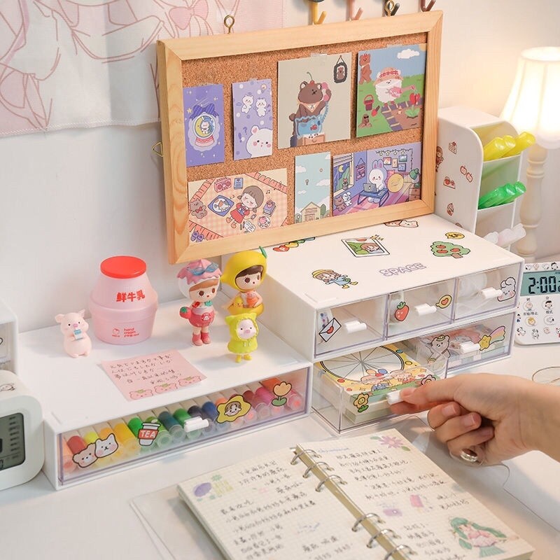 GaGiNang ฟรีสติกเกอร์2ใบ กล่องเก็บเครื่องสำอาง กล่องเก็บเครื่องเขียน กล่องเก็บของ แบบมีลิ้นชัก ชั้นวางของ เรียงซ้อนกัน - รูปที่ 6