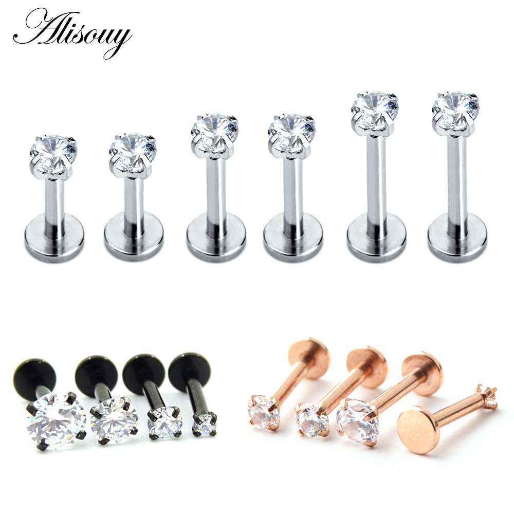 16g CZ Gem รอบ Tragus Lip แหวน Monroe หูกระดูกอ่อน Stud ต่างหูเจาะร่างกาย