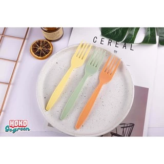 ส้อมพลาสติก สีเหลือง (แพ็ค 100 ชิ้น) ส้อมน่ารัก ส้อมพลาสติกยาว ส้อมใช้แล้วทิ้ง ยาว 7"