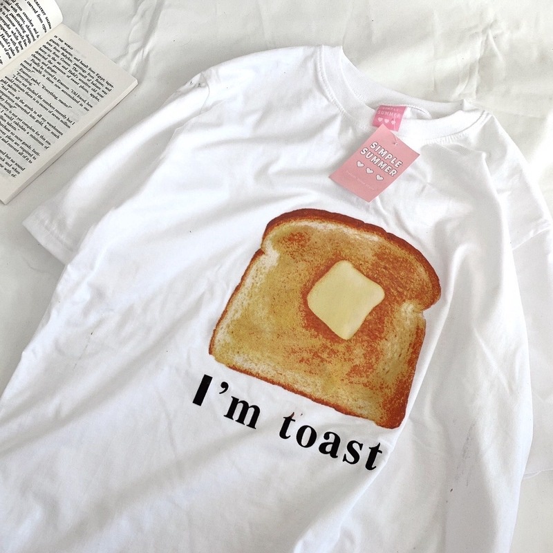 เสื้อโอเวอร์ไซส์ เสื้อสกรีน Iam toast เสื้อยืด ผ้าคอตตอนแท้ ตัดเย็บใน ...