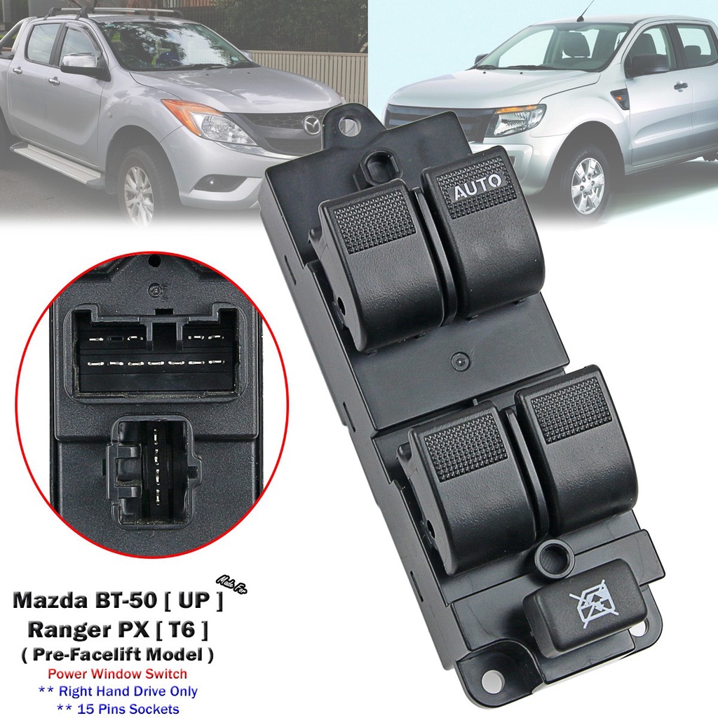 Mazda BT50 Ford Ranger T6 T7 สวิตช์หน้าต่างพลังงานหลักควบคุมสวิตช์หลัก Cermin Pemmandu