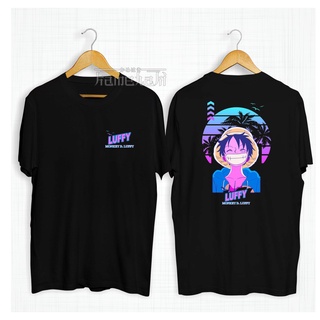 เสื้อยืดผ้าฝ้ายพรีเมี่ยม Luffy เสื้อยืดลําลอง แขนสั้น คอกลม พิมพ์ลายอนิเมะ One Piece Distro สีนีออน โอเวอร์ไซซ์ 30s แฟชั