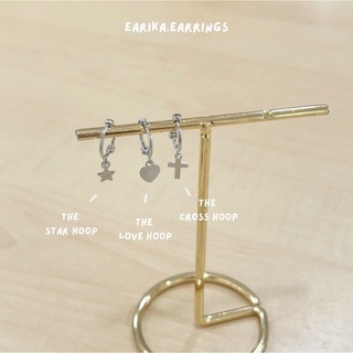 (กรอกโค้ด GG24P ลด 65.-) earika.earrings - the love/cross/star hoop ต่างหูห่วงเงินแท้ (มี 3 ลาย) ผิวแพ้ง่ายใส่ได้