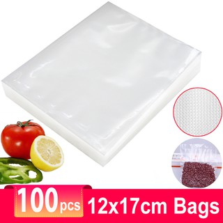 100ใบ 12x17ซม Bags เครื่องซีลสูญญากาศ ปิดปากถุง รุ่น 12x17cm Vacuum Sealer Food Bag