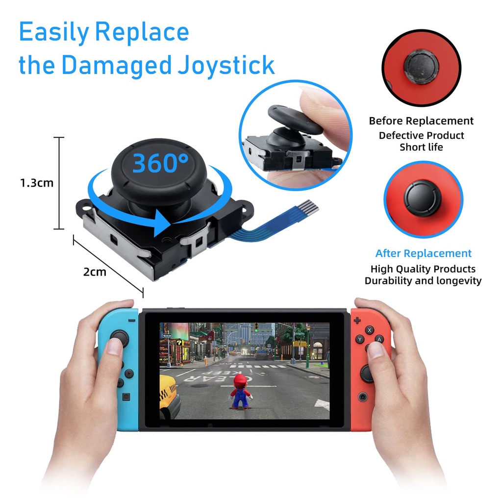 Mcbazel อะนาล็อกจอยสติ๊ก 3D และชุดเครื่องมือซ่อมแซม สําหรับ Nintendo Switch Switch OLED Joy-Con Switch Lite