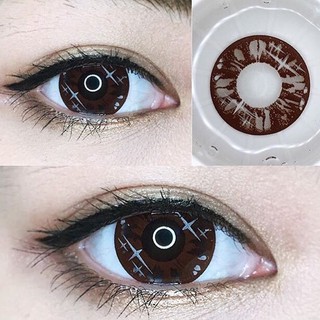 คอนแทคเลนส์ Pitchylens : Winky บิ๊กอาย ตาโต ลายระยิบ eff 18 ฝาแดง สีเทา น้ำตาล ลายว๊าว  bigeye