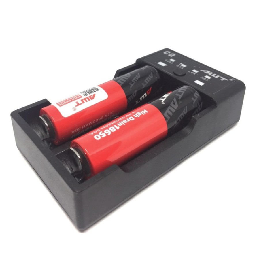 ชุดชาร์จ AWT พร้อมถ่าน AWT 2600 mAh 2 ก้อน ของแท้ โค้ดเช็คได้ 100%