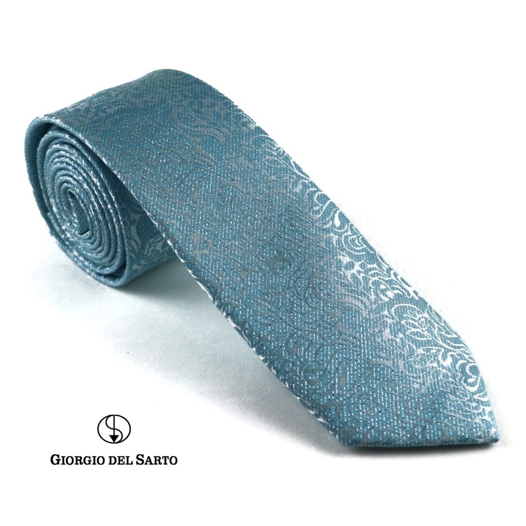 Giorgio Del Sarto Necktie 6 cm Blue Fabric Texture เนคไทสีฟ้ามีเท็กเจอร์