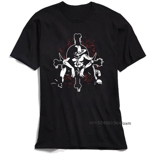 เสื้อยืด พิมพ์ลายโลโก้ One Piece Ace 2Nd Commander Luffy Brother Skull สีดํา สไตล์ญี่ปุ่น สําหรับผู้ชายS-5XL