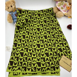 Disney Mickey Mouse, Green Mint/Dark Brown Scarf with Made in Korea Tag  ผ้าพันคอดิสนีย์ ลายมิกกี้เมาส์