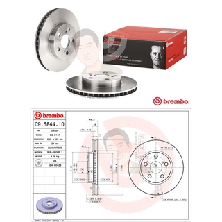 09 5844 10 จานเบรค ล้อ F (ยี่ห้อ BREMBO) รุ่น Std TOYOTA Corona Exior 1.6 2.0 ST191 ปี 1992-1997