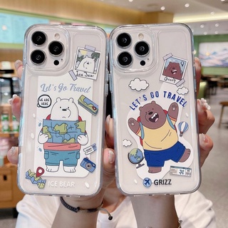 เคสโทรศัพท์มือถือนิ่ม ลายการ์ตูนหมีแพนด้า โลหะ สําหรับ iPhone 13promax 12 11 X XS Max 7 8 SE 2020