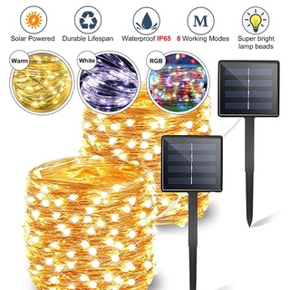สายไฟ 200 Leds พลังงานแสงอาทิตย์ 8 โหมด 7 เมตร 12 เมตรสําหรับตกแต่งสวน 22 เมตร