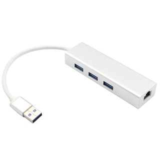 อะแดปเตอร์การ์ดเครือข่ายอีเธอร์เน็ต USB 3.0 เป็น RJ45 3 พอร์ต Hub 100Mbps Gigabit F07