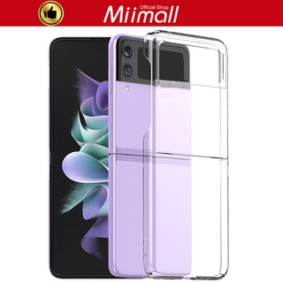 Miimall เคสZ Flip 3 Samsung เคสโทรศัพท์ แบบบางพิเศษ วัสดุพีซีแบบแข็ง สําหรับ Galaxy Z Flip 3 5G 2021 Case