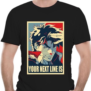 เสื้อยืดผ้าฝ้ายเสื้อยืดคอกลม ผ้าฝ้าย พิมพ์ลาย Joseph Joestar Your Next Line Is Jojo แฟชั่นฤดูร้อน สไตล์ฮิปฮอป คลาสสิก สํ