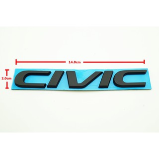 V2 ป้ายโลโก้ CIVIC (แบบแยก)  พลาสติกสีดำด้าน ขนาด 14.X2.2 cm ติดตั้งด้วยเทปกาวสองหน้าด้านหลัง