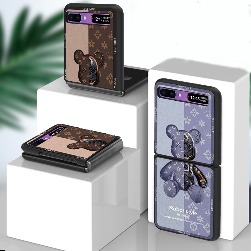 Samsung Galaxy Z เคสฝาพับ กันกระแทก สําหรับ Flip1/2 ป้องกัน แฟชั่น โหดหมี เคสหนัง