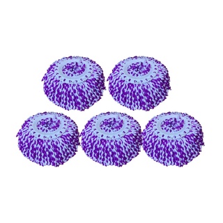 ผ้าอะไหล่ม็อบไมโครไฟเบอร์แพ็ค 5  สีม่วง ไม้ถูพื้น ไม้รีดน้ำ Microfiber mop spare cloth pack 5 purple