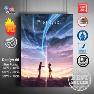 สติกเกอร์โปสเตอร์ติดผนัง ลายอนิเมะ Kimi no Na wa Your Name Taki Tachibana Mitsuha Miyamizu สําหรับตกแต่งบ้าน