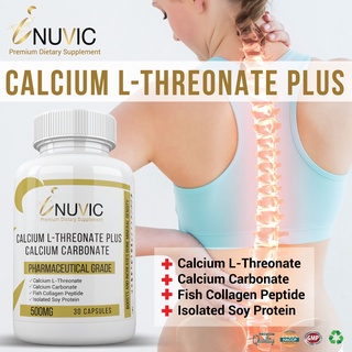 Calcium L-Threonate plus Inuvic x 1 ขวด Calcium Carbonate Collagen แคลเซียม แอลทรีโอเนท แคลเซียม คาร์บอเนต อินูวิค