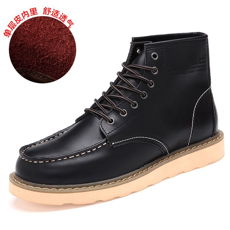 Men's Bootsรองเท้าบู๊ทหนัง สำหรับผู้ชาย สไตล์อังกฤษ High Genuine Leather Martin Boots
