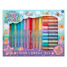 Smiggle 🌸 Sleepy Sprouts มาร์คเกอร์ หอม และ Glitter  Scented Markers And Glitter Glue Pack