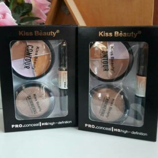 เซ็ต Kiss beauty face contour kit set C แท้
ประกอบด้วย
contour &amp; highlight cream 1 ตลับ