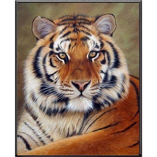 (มี 7 ลาย) ครอสติชพิมพ์ลาย เสือ เสือลงภูเขา เสือภูเขา (Tiger Going Down the Mountain cross stitch kit)