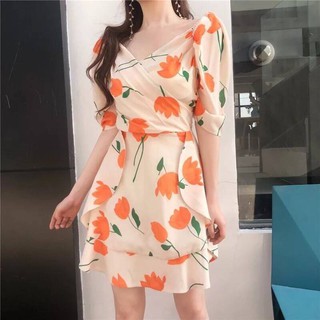 🍊มินิเดรสปาดไหล่ แขนจั๊ม พร้อมส่ง🍊