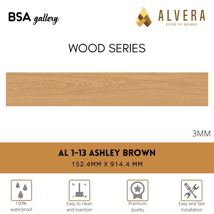 Kayu Alvera VINYL 3MM AL1-13 ASHLEY BROWN / WOOD FLOOR VINYL WOOD FLOORING