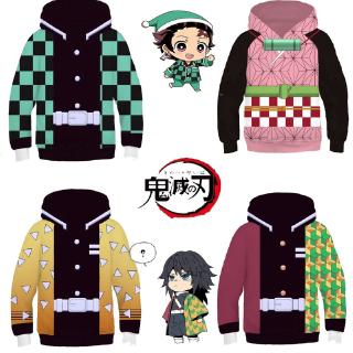 เสื้อกันหนาว แบบมีฮู้ด พิมพ์ลาย demon slayer:kimetsu no yaiba 3 มิติ สําหรับเด็ก