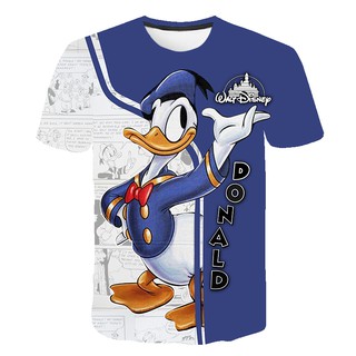 เสื้อยืดแขนสั้น พิมพ์ลาย Donald Duck 3D สําหรับคู่รัก นักเรียน