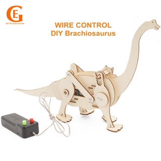 ของเล่นไม้ DIY ลวดควบคุมอิเล็กทรอนิกส์ Brachiosaurus เสริมการเรียนรู้วิทยาศาสตร์เด็ก