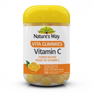 Natures Way Vitamin C Vita Gummies เนเจอร์สเวย์ วิตามินซี เยลลี่ วิตามิน สำหรับผู้ใหญ่ รสส้ม ขนาด 120 เม็ด 17793