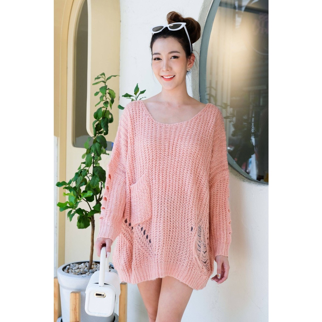 เสื้อไหมพรมแขนยาว Over Size ????เสื้อไหมพรมเกาหลี ยืดได้เยอะ สไตล์งาน ...