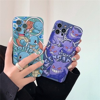 เคสไอโฟน เคสซิลิโคน iPhone 14 Pro Max 14 Plus iPhone 13 Pro Max iPhone 12 Pro Max iPhone 11 Pro Max Cartoon เก็นการ์ Gengar &amp; Squirtle Silicone Case