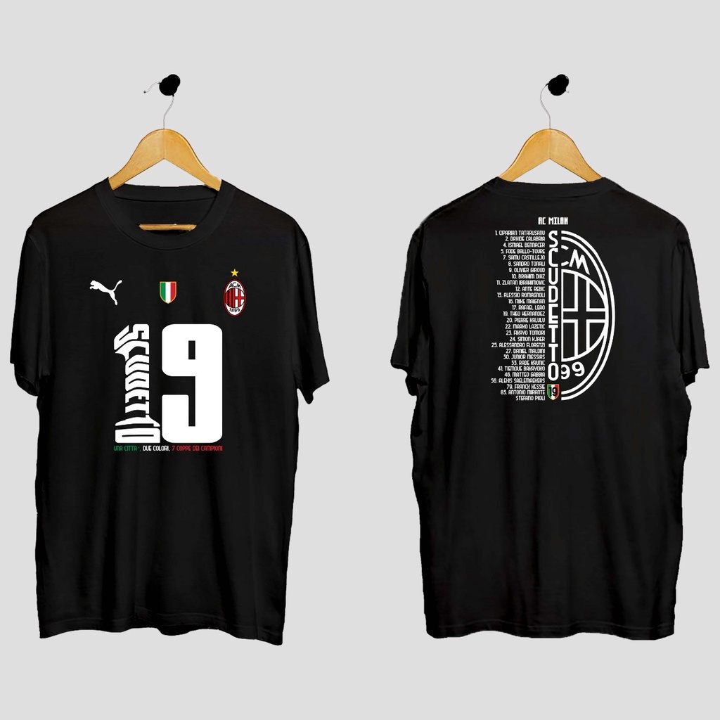 เสื้อยืด พิมพ์ลาย Ac Milan Scudetto 19th สีดํา