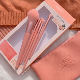 เซทแปรงแต่งหน้า แปรงนีคาร่า ​ลูกพีช 🍑Nee Cara Peach Make​up brush สีพีช ขนแปรงนุ่ม มาพร้อมกระเป๋าใส่แปรง คุ้มมาก