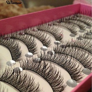 💄10Pairs แต่งหน้า Long Cross ขนตาปลอมปลอมตา Lashes ความงามเครื่องสำอาง